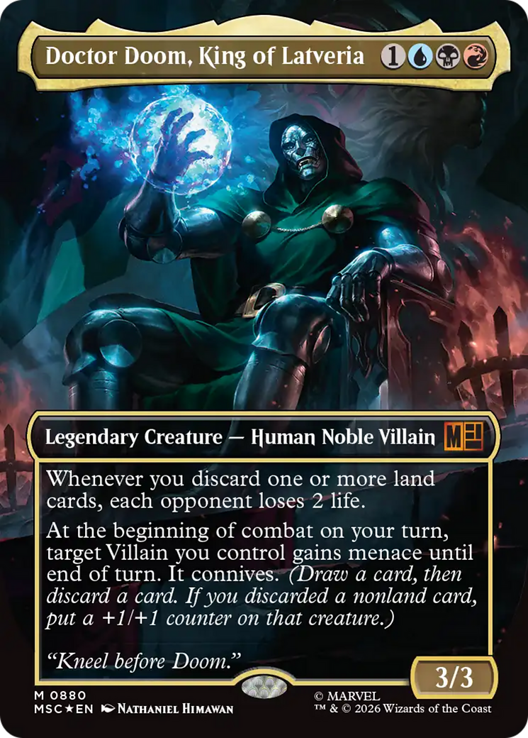 Doctor Doom, King of Latveria (Borderless) (Surge Foil) [Marvel Super Heroes Commander] | L.A. Mood Comics and Games
