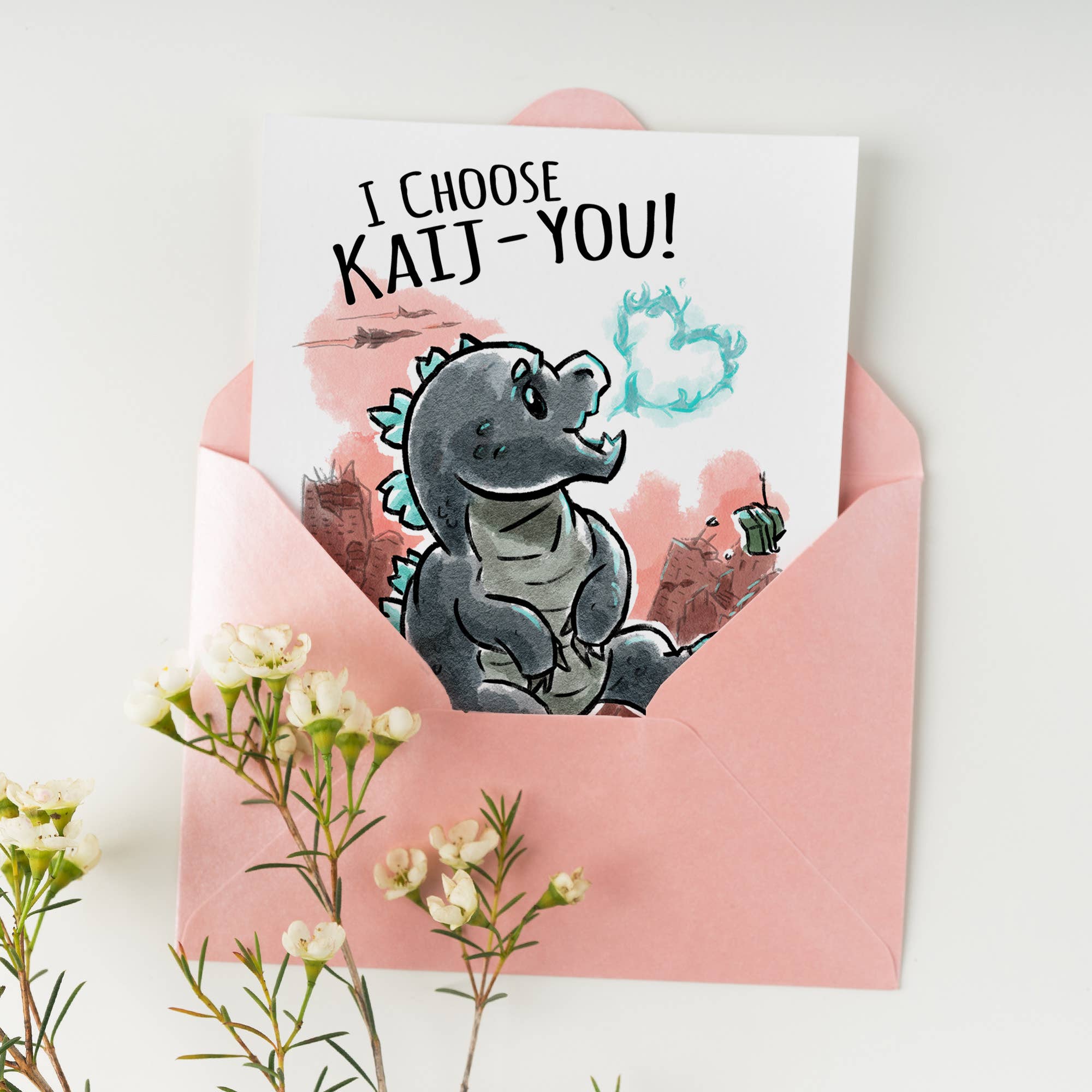 "I Choose Kai-ju" - Monster Valentines Couples Love Card | L.A. Mood Comics and Games