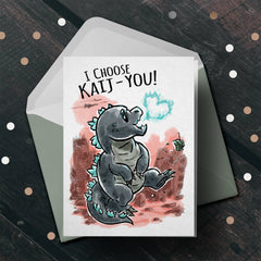 "I Choose Kai-ju" - Monster Valentines Couples Love Card | L.A. Mood Comics and Games