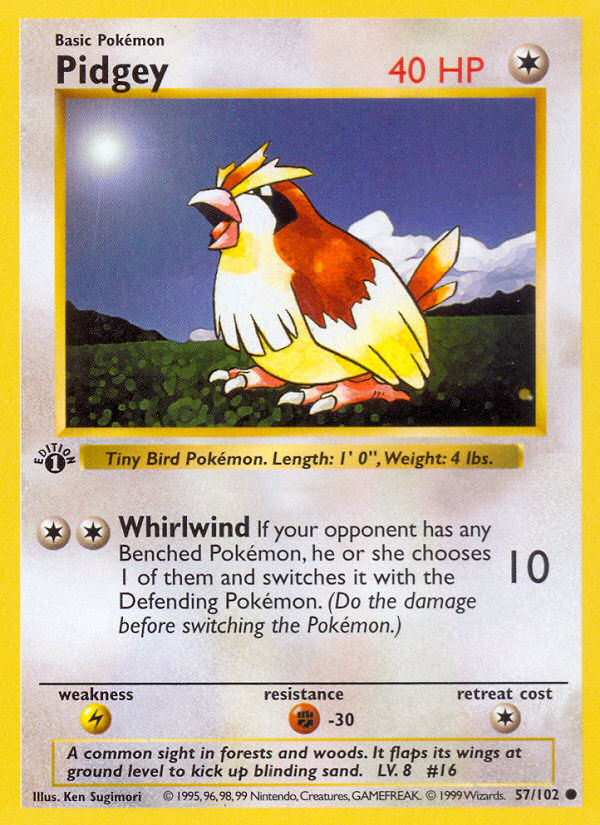 Pidgey (57/102) (Shadowless) [Base Set 1st Edition] | L.A. Mood Comics and Games