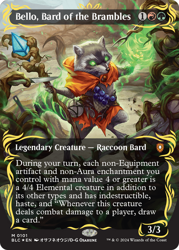 Bello, Bard of the Brambles (Borderless) (Raised Foil) [Bloomburrow Commander] | L.A. Mood Comics and Games