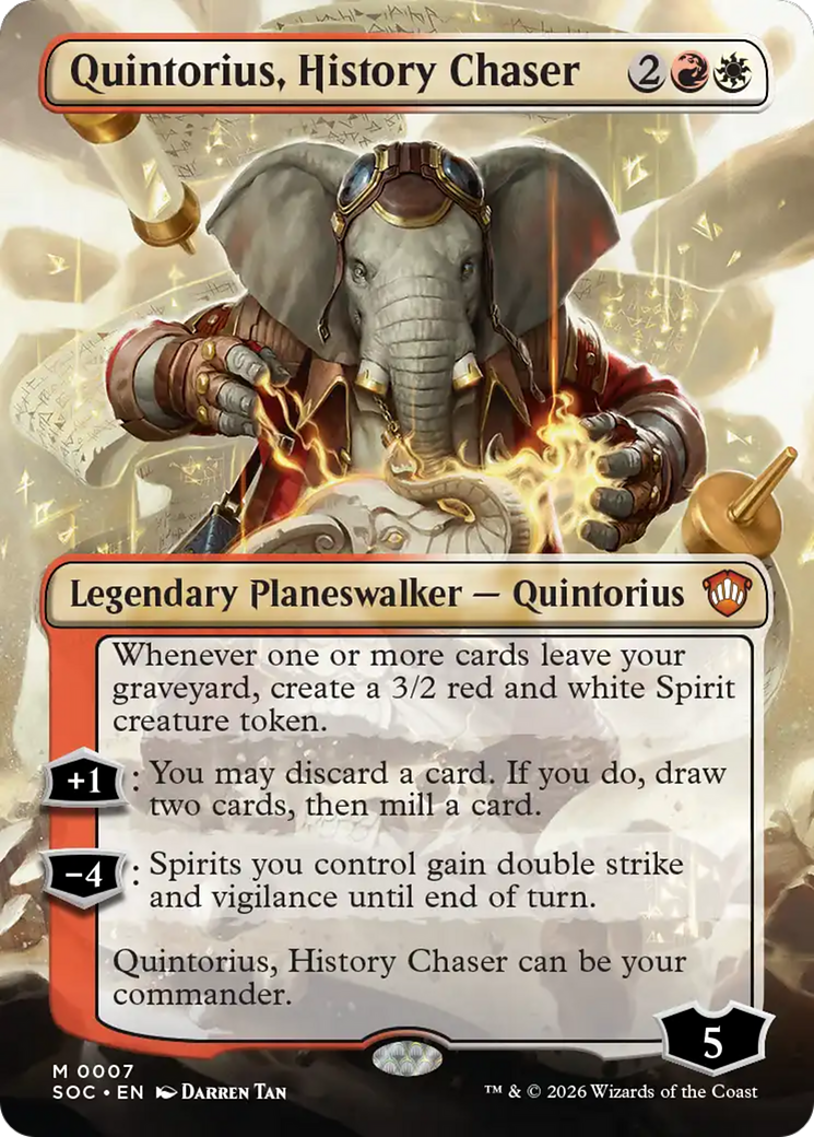 Quintorius, History Chaser (Borderless) [Secrets of Strixhaven Commander] | L.A. Mood Comics and Games