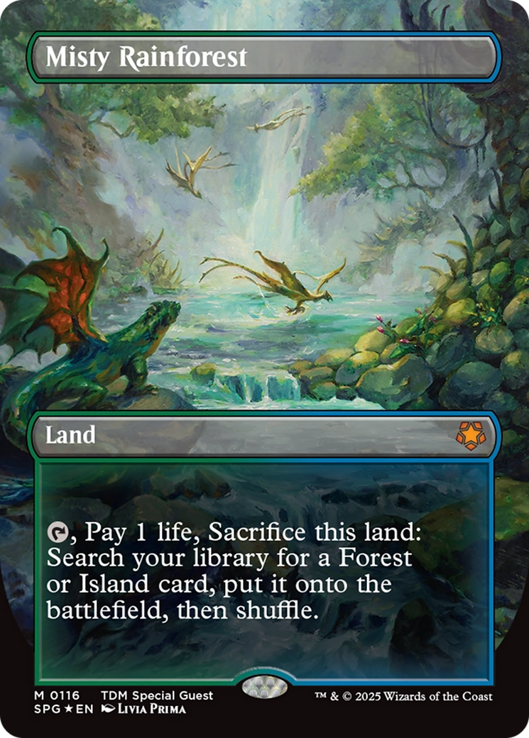 Misty Rainforest (Borderless) (Dragonscale Foil) [Tarkir: Dragonstorm Special Guests] | L.A. Mood Comics and Games
