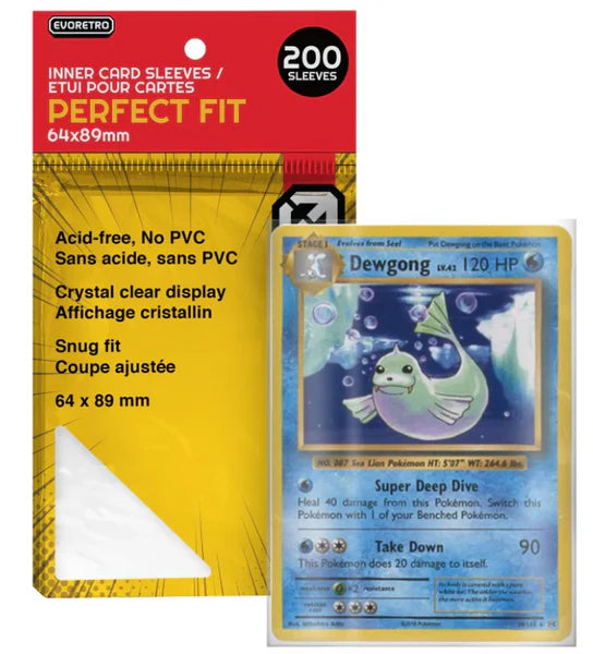 EVORETRO Sleeves Perfect Fit - Pokemon/Lorcana/MTG Cards 200-Pack | L.A. Mood Comics and Games