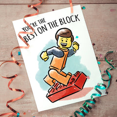 "Best on the Block" - Building Block Kids' Toy Birthday Card | L.A. Mood Comics and Games