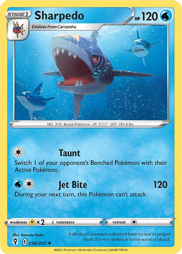Sharpedo (036/203) [Sword & Shield: Evolving Skies] | L.A. Mood Comics and Games