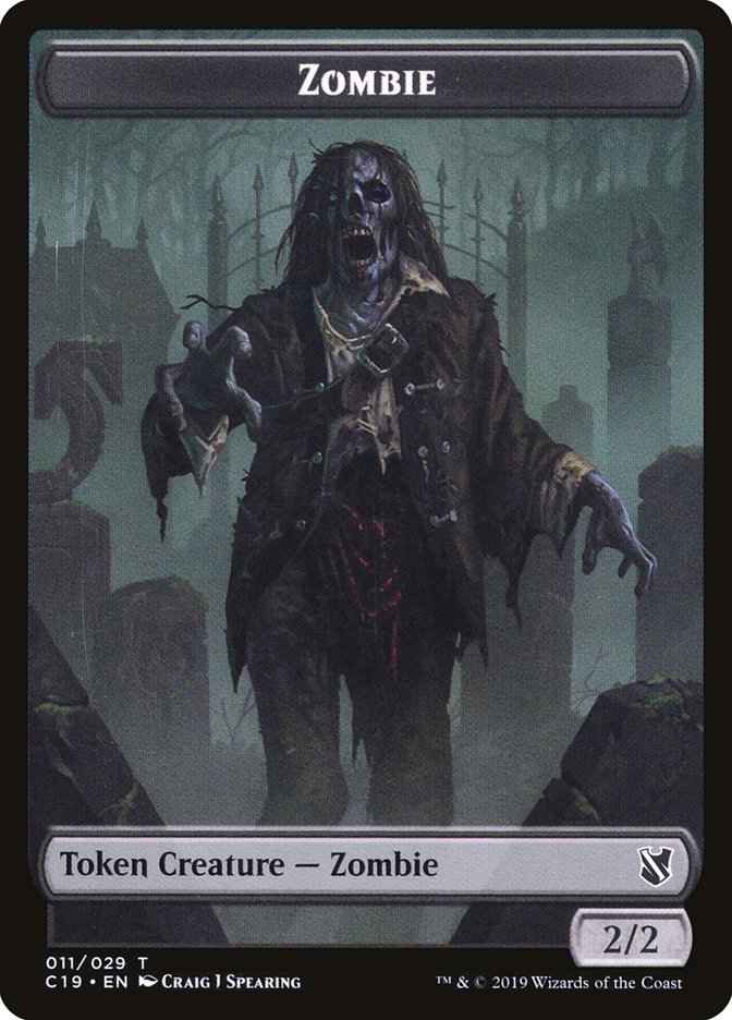 Zombie (010) // Zombie (011) Double-Sided Token [Commander 2019 Tokens] | L.A. Mood Comics and Games