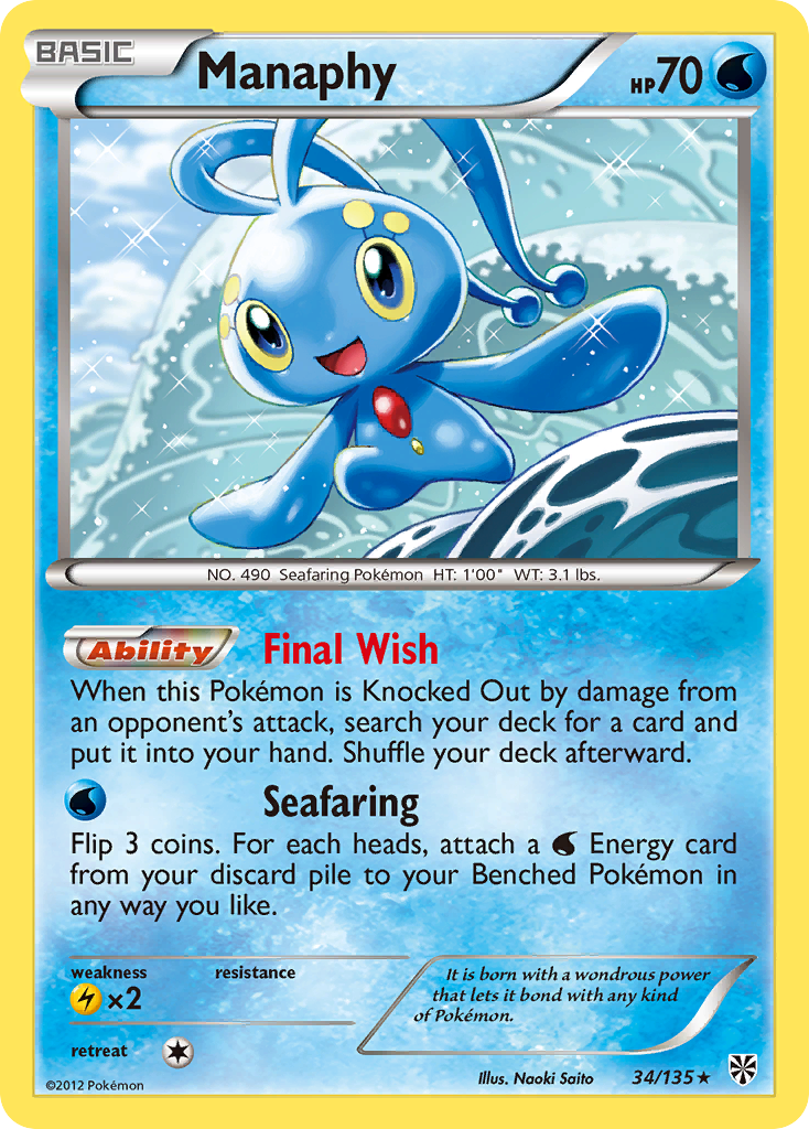 Manaphy (34/135) [Black & White: Plasma Storm] | L.A. Mood Comics and Games