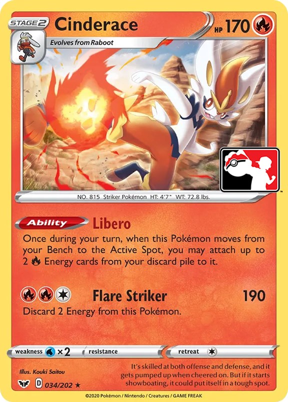 Cinderace (034/202) [Prize Pack Series One] | L.A. Mood Comics and Games