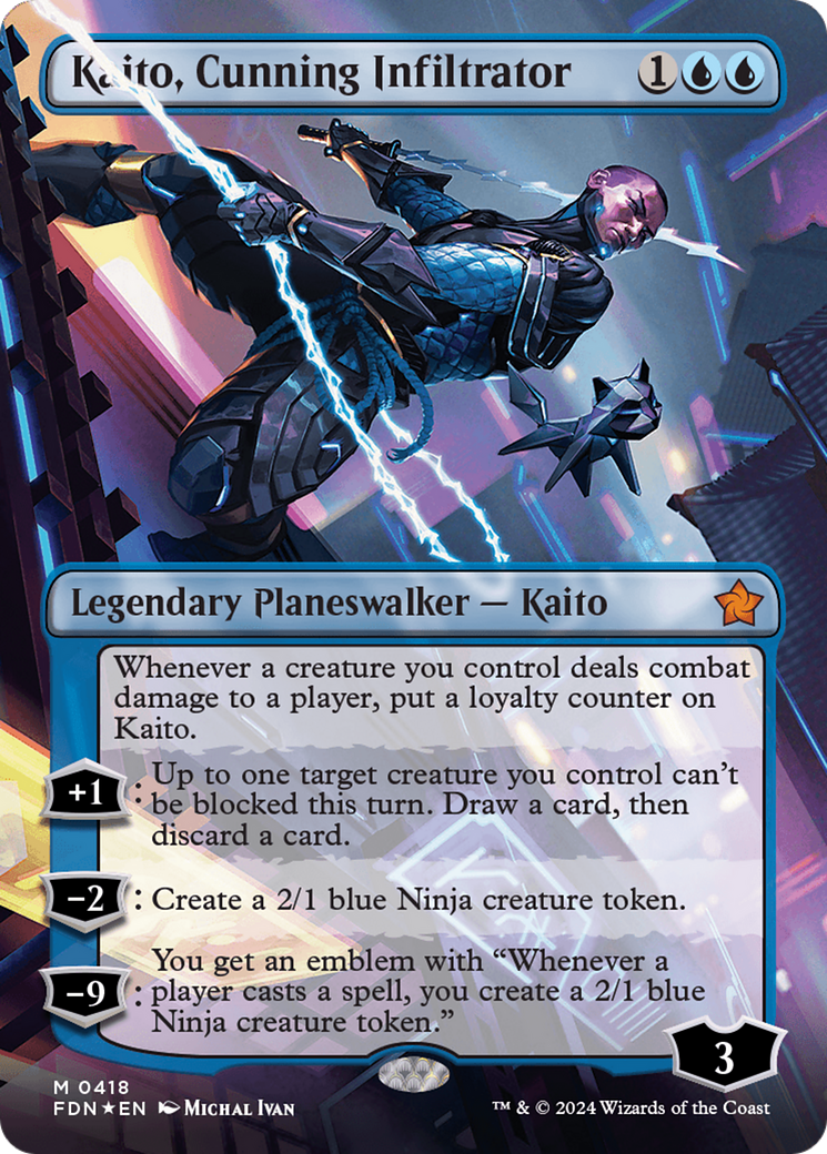 Kaito, Cunning Infiltrator (Borderless) (Mana Foil) [Foundations] | L.A. Mood Comics and Games