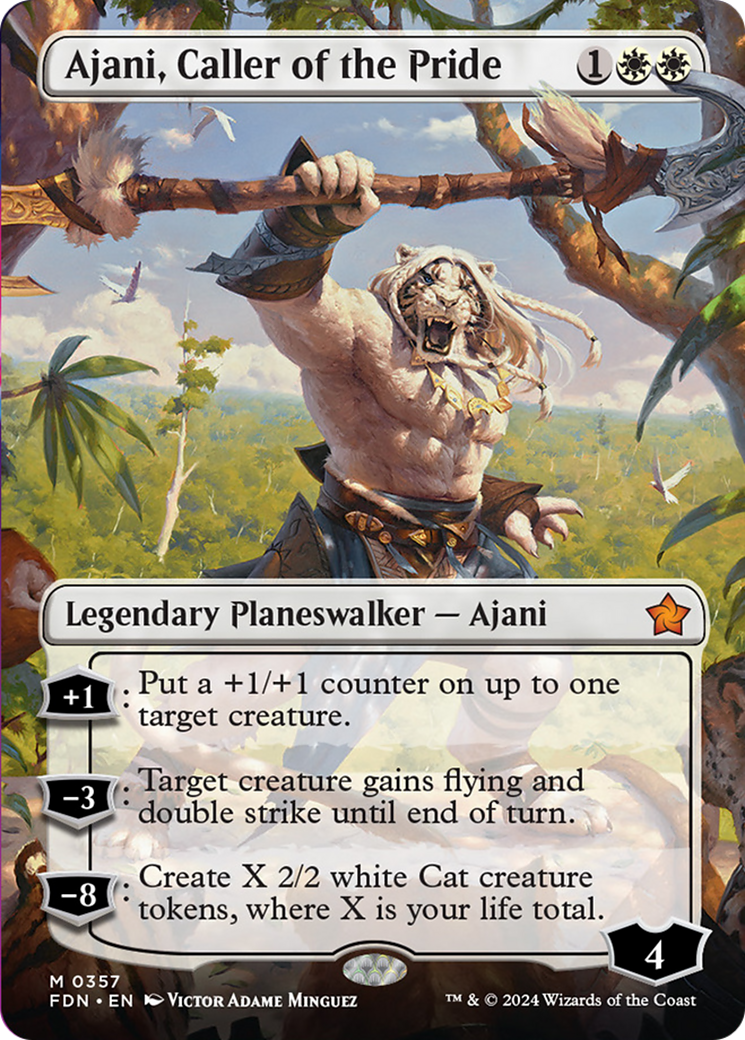 Ajani, Caller of the Pride (Borderless) [Foundations] | L.A. Mood Comics and Games