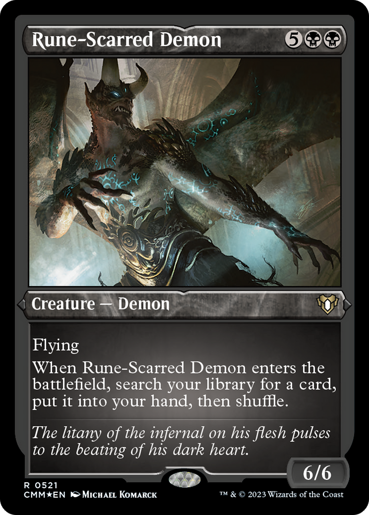 Rune-Scarred Demon (Foil Etched) [Commander Masters] | L.A. Mood Comics and Games
