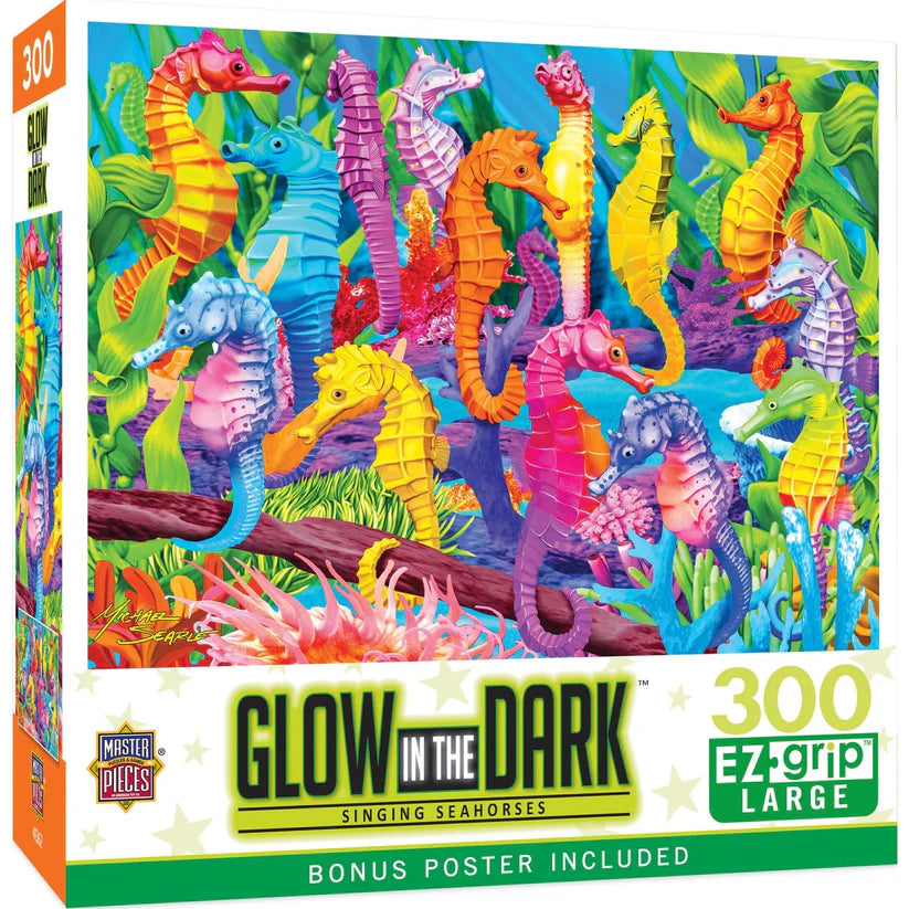 Glow in the Dark - Singing Seahorses 300 Piece EZ Grip Jigsaw Puzzle | L.A. Mood Comics and Games