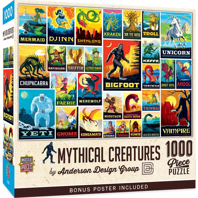 Vintage Posters - Mythical Creatures 1000 Piece Jigsaw Puzzle | L.A. Mood Comics and Games