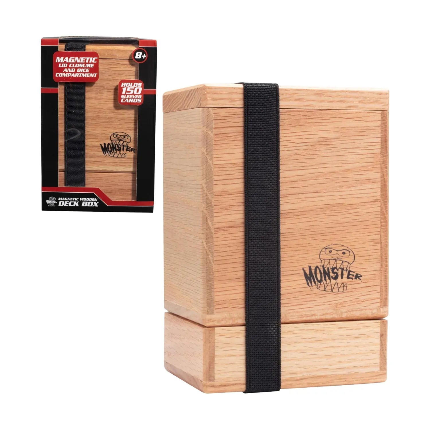Monster Single Wooden Deck Box 150ct  W/ Dice Tray - Oak | L.A. Mood Comics and Games
