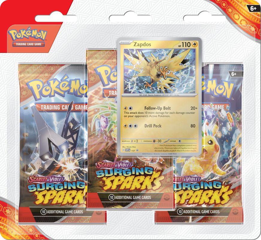 POKEMON SV8 SURGING SPARKS 3PK BLISTER | L.A. Mood Comics and Games