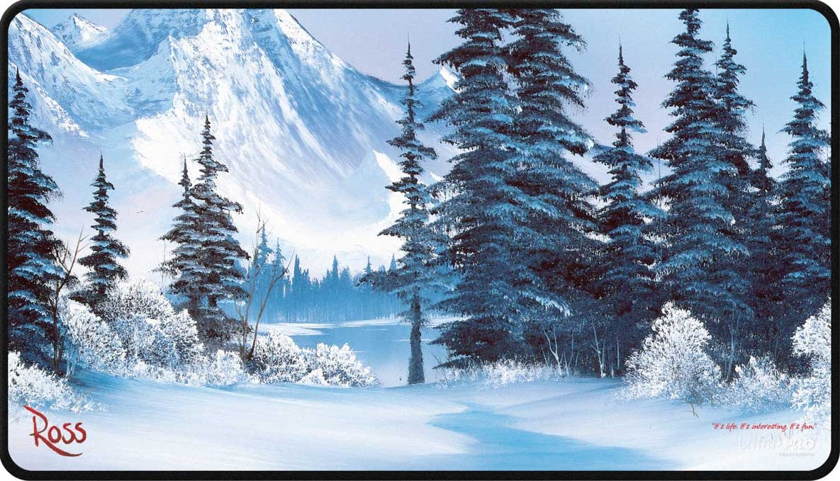 UP PLAYMAT BOB ROSS WINTER PARADISE BLACK STITCHED | L.A. Mood Comics and Games