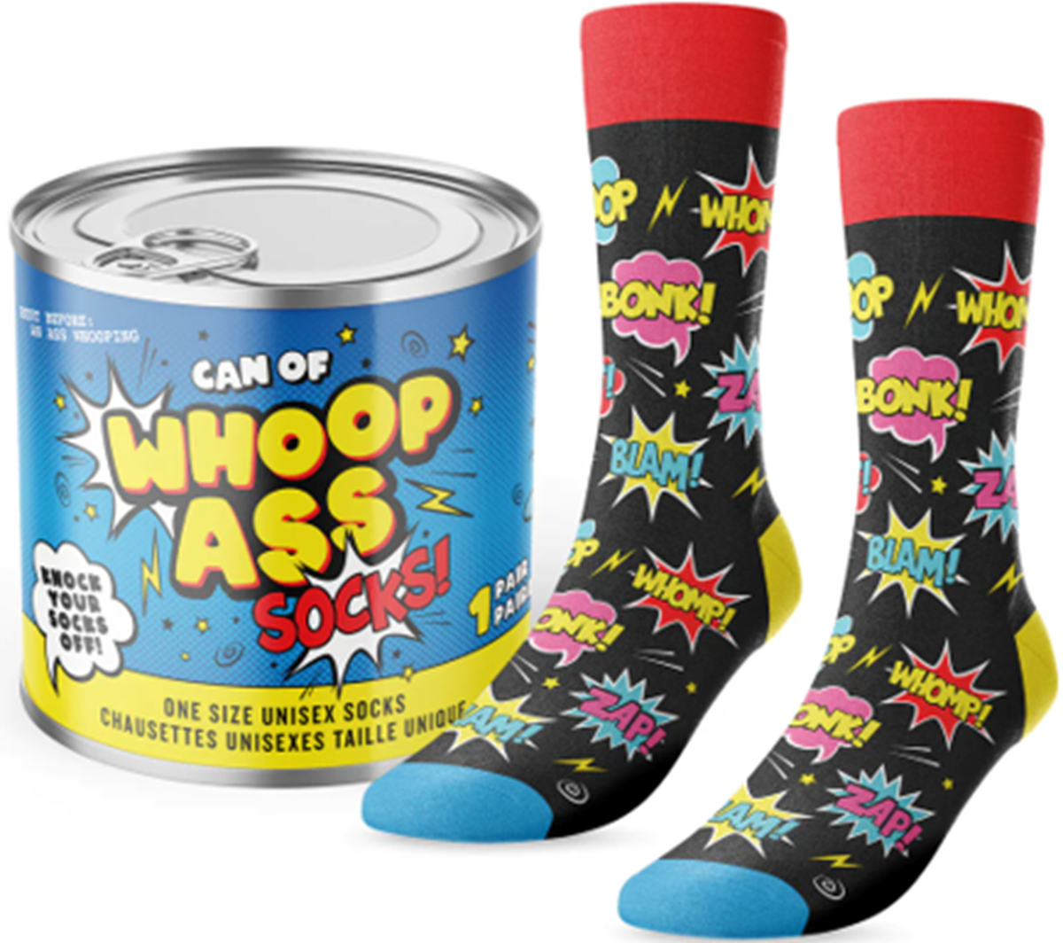 CAN OF WHOOP ASS SOCKS | L.A. Mood Comics and Games