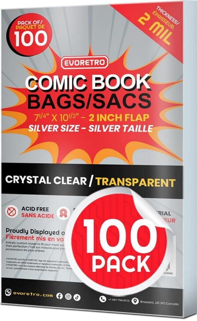 Evoretro Silver Size 7-1/4" X 10-1/2" Comic Bags | L.A. Mood Comics and Games
