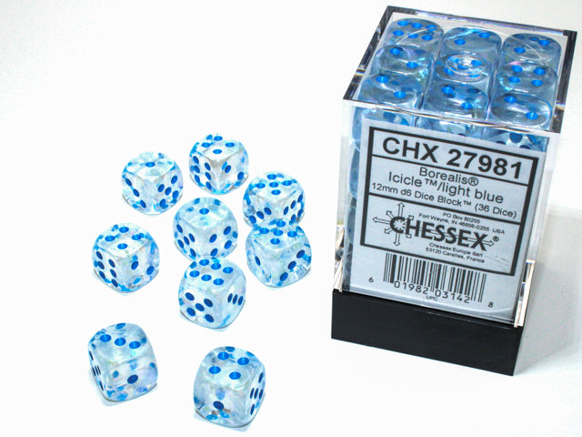 Chessex: D6 Borealis™ Dice Set - 12mm | L.A. Mood Comics and Games