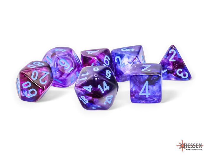 NEBULA 7PC-DIE SET MEGA-HEDRAL NOCTURNAL/BLUE LUMINARY | L.A. Mood Comics and Games