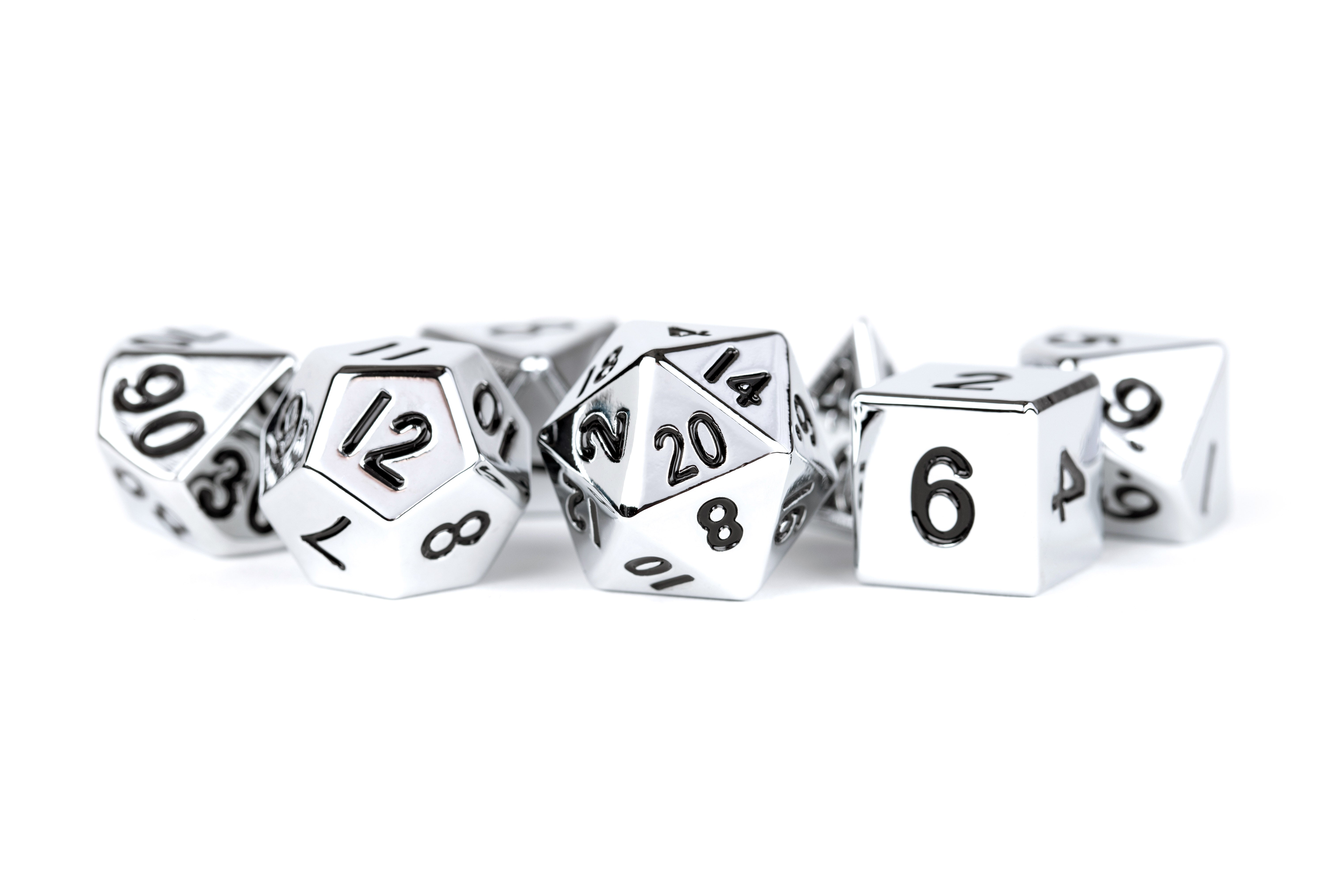 METAL 7 DICE SET SILVER 16MM | L.A. Mood Comics and Games