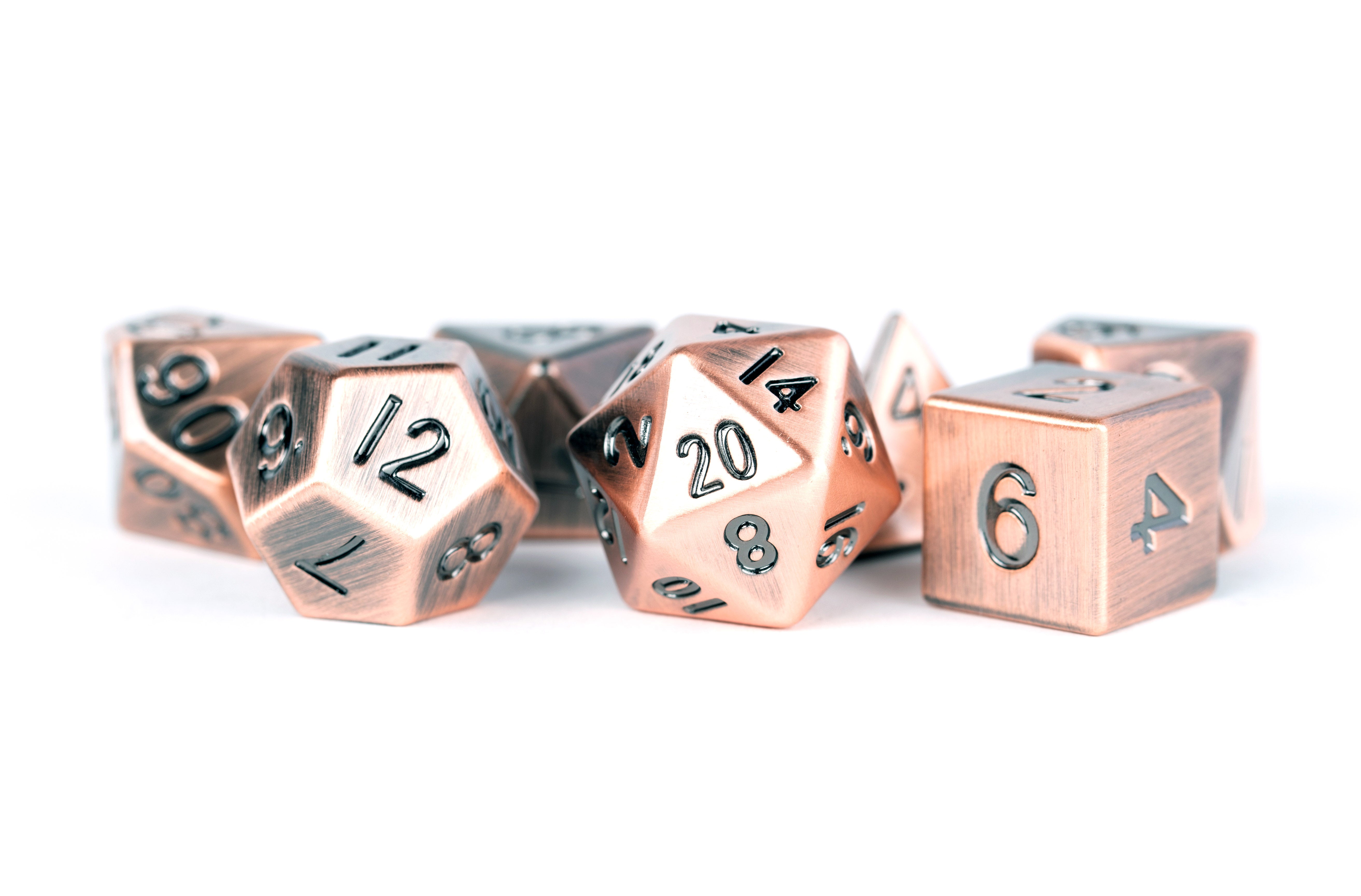 METAL 7 DICE SET ANTIQUE COPPER 16MM | L.A. Mood Comics and Games