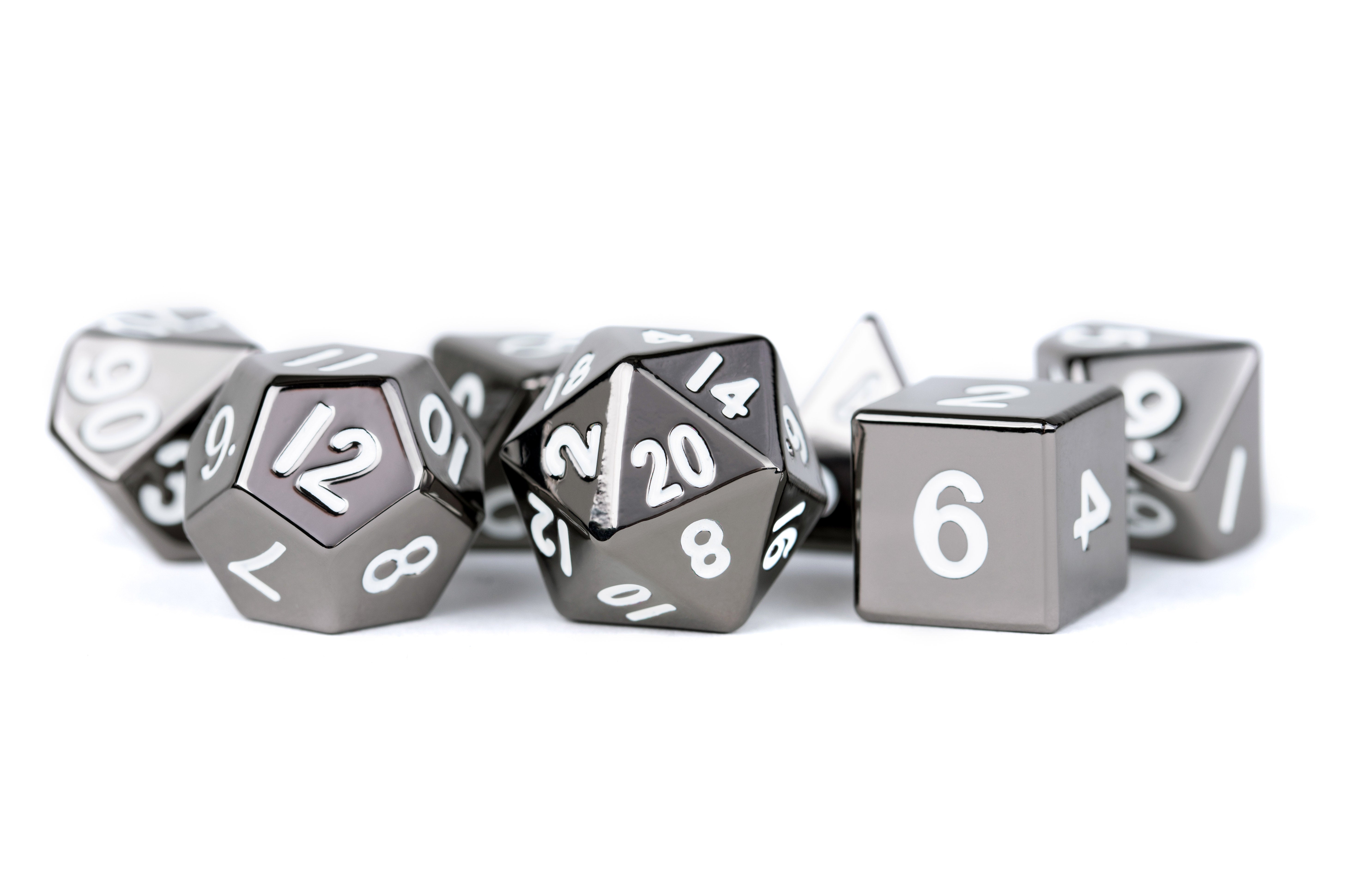 METAL 7 DICE SET STERLING GRAY 16MM | L.A. Mood Comics and Games