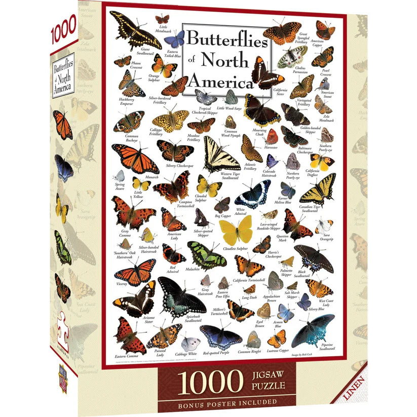 Butterflies of North America 1000 Piece Jigsaw Puzzle | L.A. Mood Comics and Games