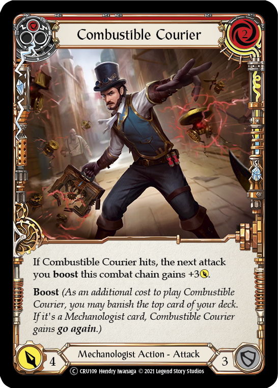 Combustible Courier (Red) [U-CRU109] (Crucible of War Unlimited)  Unlimited Rainbow Foil | L.A. Mood Comics and Games