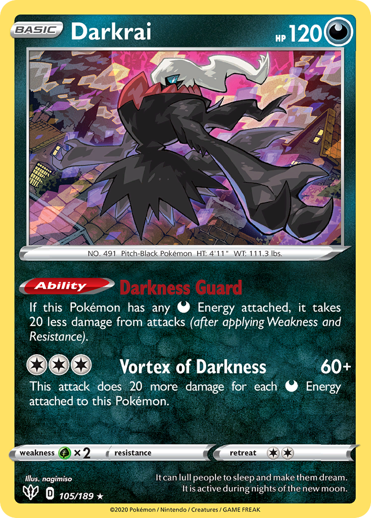 Darkrai (105/189) (Cosmos Holo) [Sword & Shield: Darkness Ablaze] | L.A. Mood Comics and Games