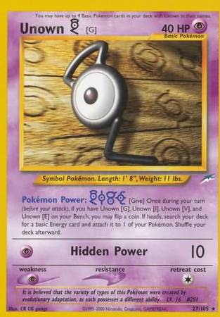 Unown [G] (27/105) [Neo Destiny Unlimited] | L.A. Mood Comics and Games