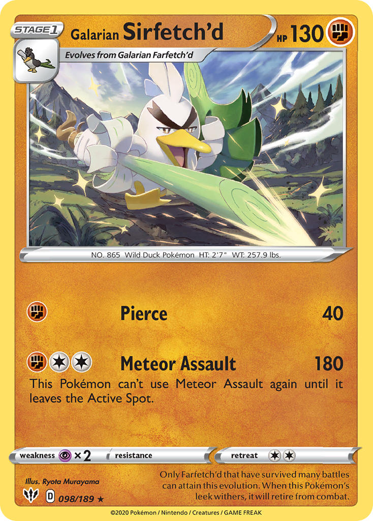 Galarian Sirfetch'd (098/189) (Cracked Ice holo) (Theme Deck Exclusive) [Sword & Shield: Darkness Ablaze] | L.A. Mood Comics and Games