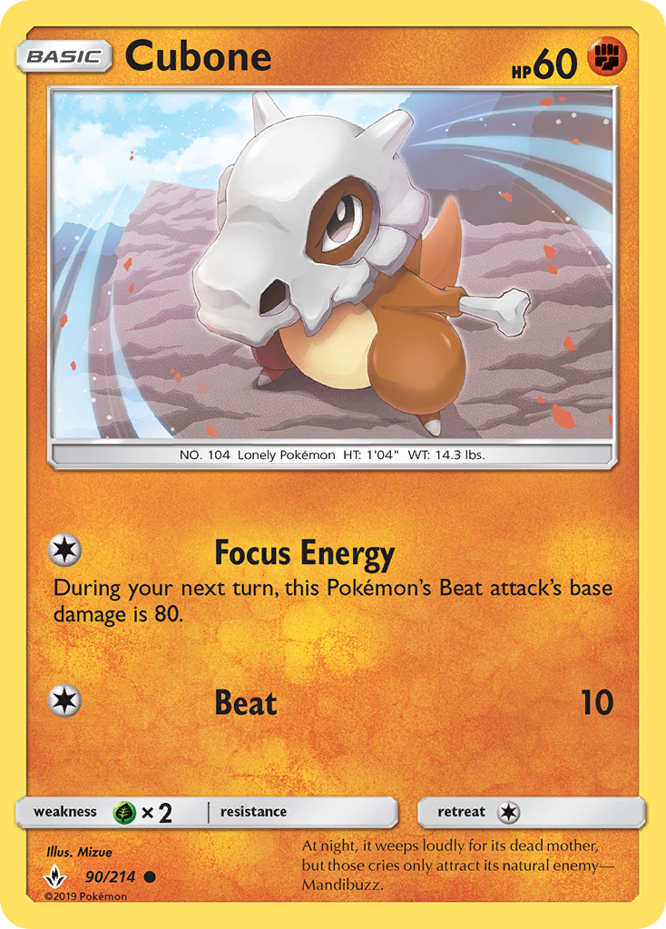 Cubone (90/214) [Sun & Moon: Unbroken Bonds] | L.A. Mood Comics and Games