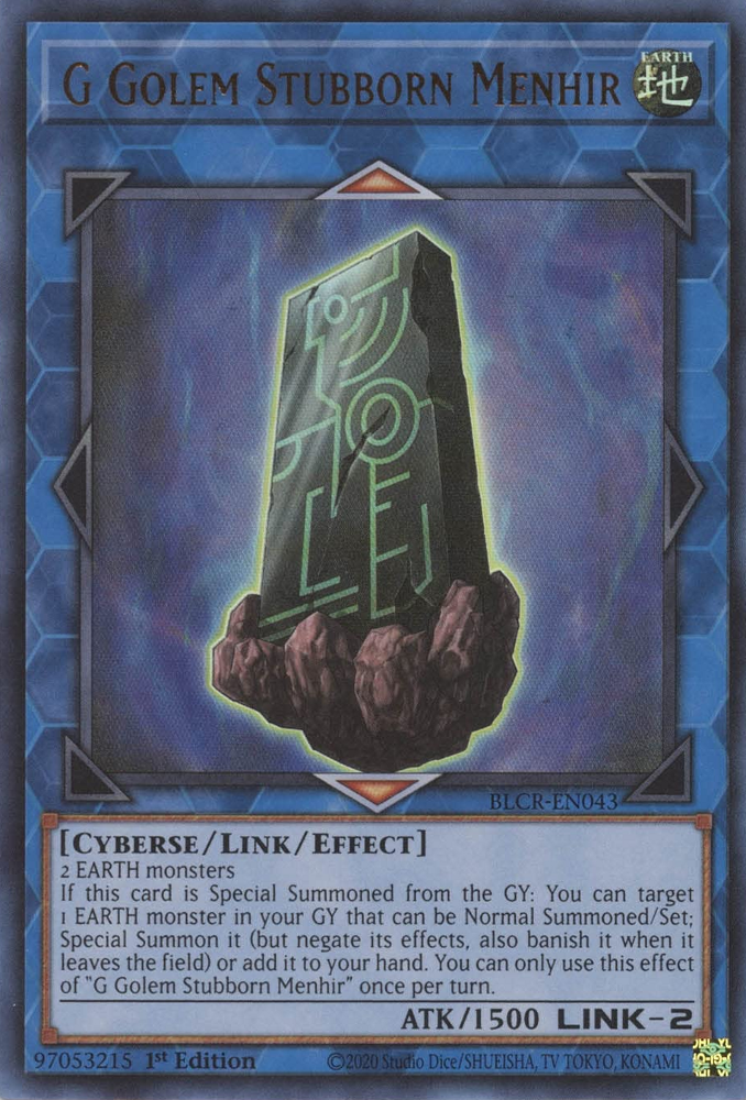 G Golem Stubborn Menhir [BLCR-EN043] Ultra Rare | L.A. Mood Comics and Games