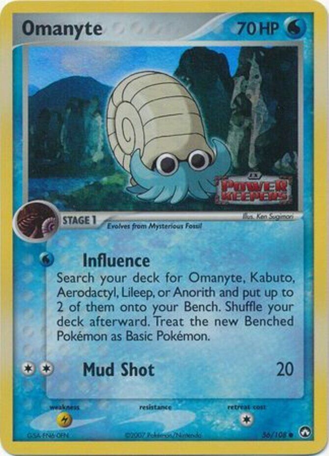 Omanyte (56/108) (Stamped) [EX: Power Keepers] | L.A. Mood Comics and Games