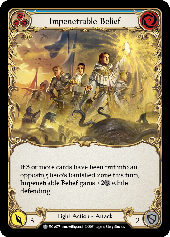 Impenetrable Belief (Blue) [MON077-RF] (Monarch)  1st Edition Rainbow Foil | L.A. Mood Comics and Games