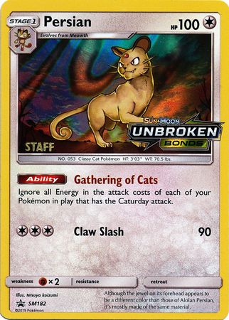 Persian (SM182) (Staff Prerelease Promo) [Sun & Moon: Black Star Promos] | L.A. Mood Comics and Games