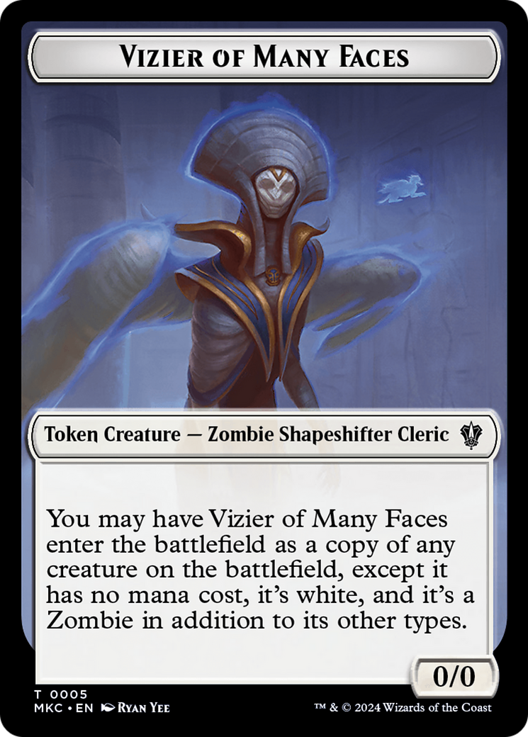 Vizier of Many Faces // Zombie Double-Sided Token [Murders at Karlov Manor Commander Tokens] | L.A. Mood Comics and Games