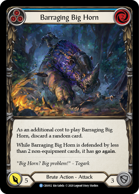 Barraging Big Horn (Blue) [CRU012] (Crucible of War)  1st Edition Rainbow Foil | L.A. Mood Comics and Games