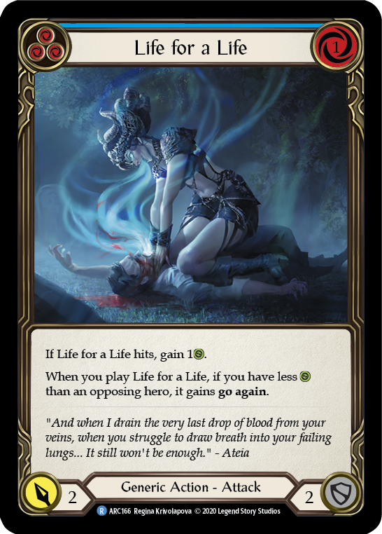Life for a Life (Blue) [U-ARC166] (Arcane Rising Unlimited)  Unlimited Rainbow Foil | L.A. Mood Comics and Games