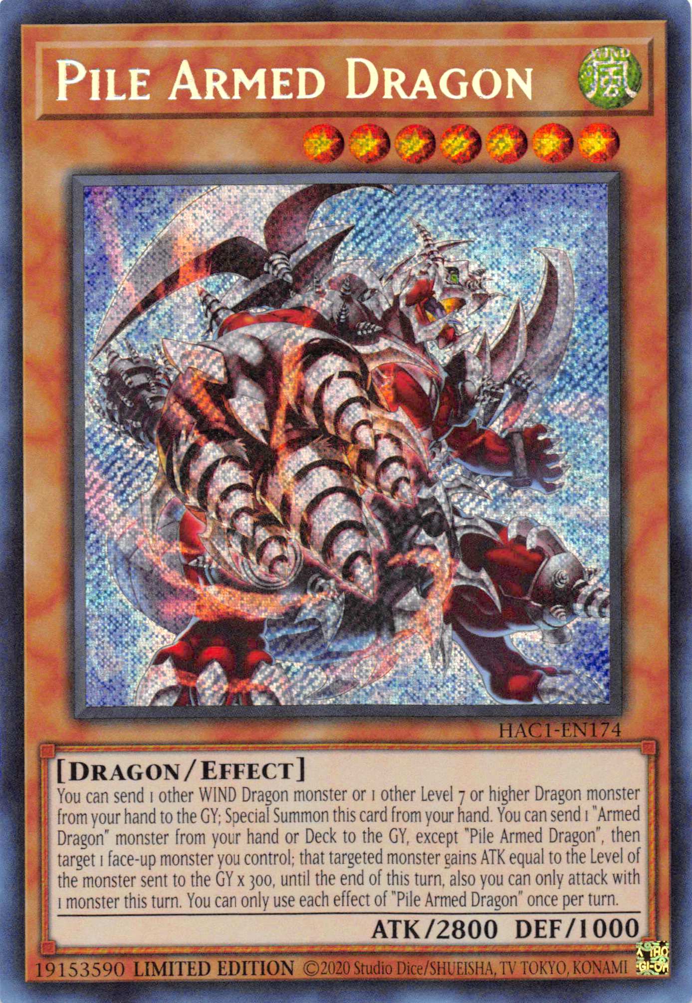 Pile Armed Dragon [HAC1-EN174] Secret Rare | L.A. Mood Comics and Games