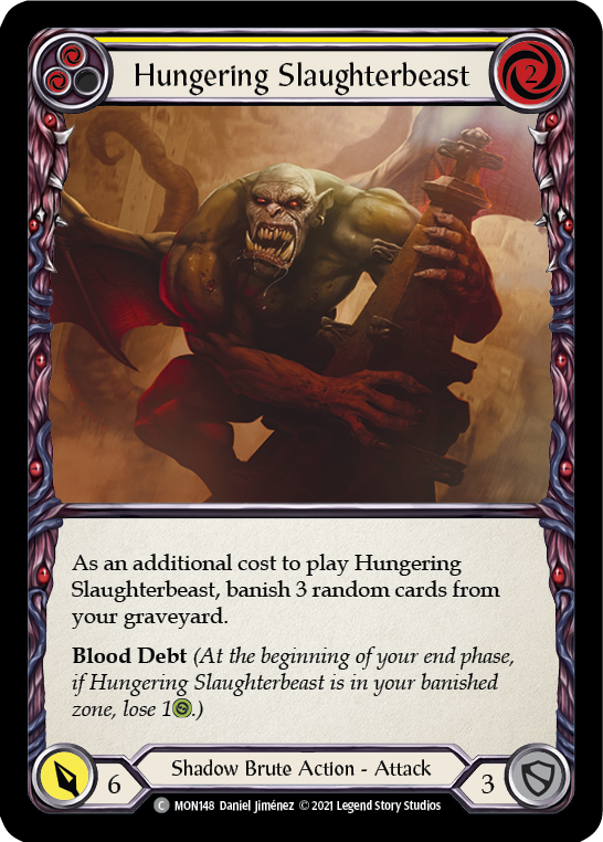 Hungering Slaughterbeast (Yellow) [MON148-RF] (Monarch)  1st Edition Rainbow Foil | L.A. Mood Comics and Games