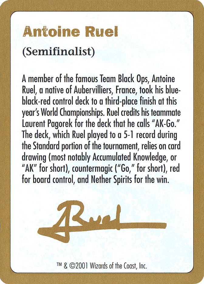 Antoine Ruel Bio [World Championship Decks 2001] | L.A. Mood Comics and Games