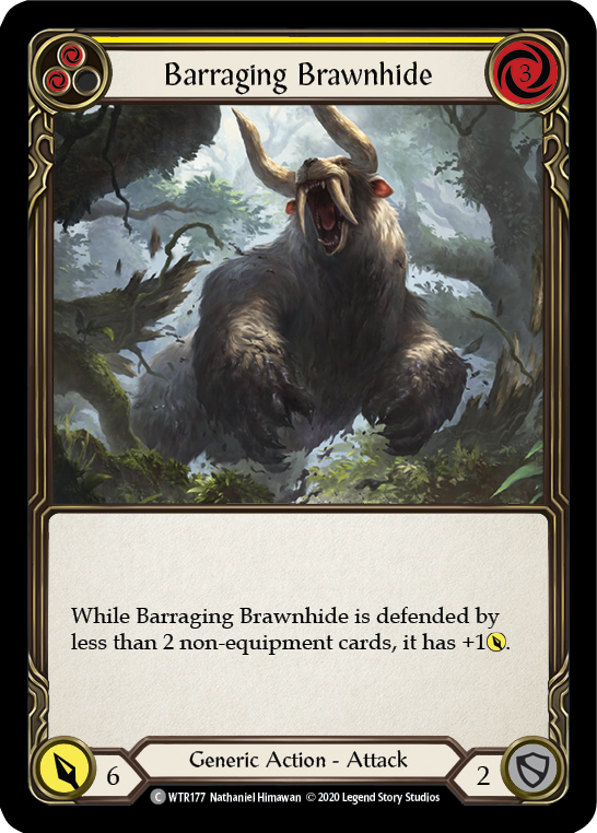 Barraging Brawnhide (Yellow) [U-WTR177] (Welcome to Rathe Unlimited)  Unlimited Rainbow Foil | L.A. Mood Comics and Games