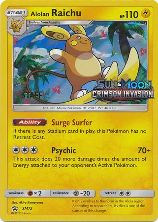 Alolan Raichu (SM72) (Staff Prerelease Promo) [Sun & Moon: Black Star Promos] | L.A. Mood Comics and Games