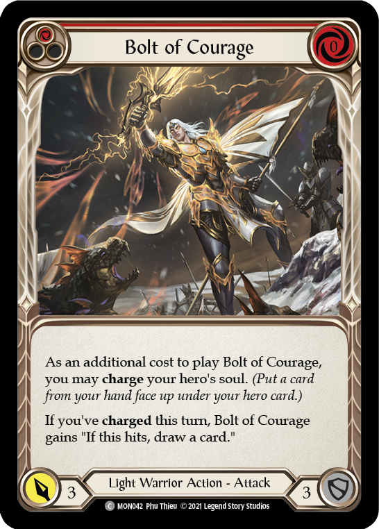 Bolt of Courage (Red) [MON042-RF] (Monarch)  1st Edition Rainbow Foil | L.A. Mood Comics and Games