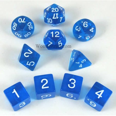 TRANSPARENT 10-DIE SET BLUE/WHITE | L.A. Mood Comics and Games