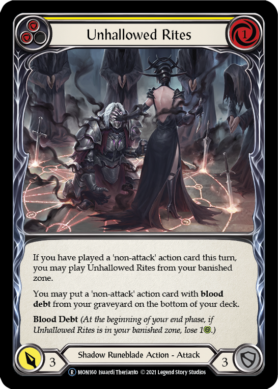 Unhallowed Rites (Yellow) [U-MON160-RF] (Monarch Unlimited)  Unlimited Rainbow Foil | L.A. Mood Comics and Games