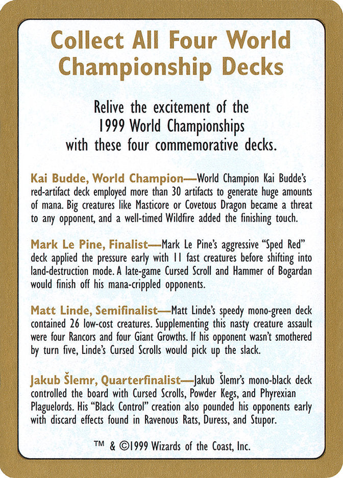 1999 World Championships Ad [World Championship Decks 1999] | L.A. Mood Comics and Games